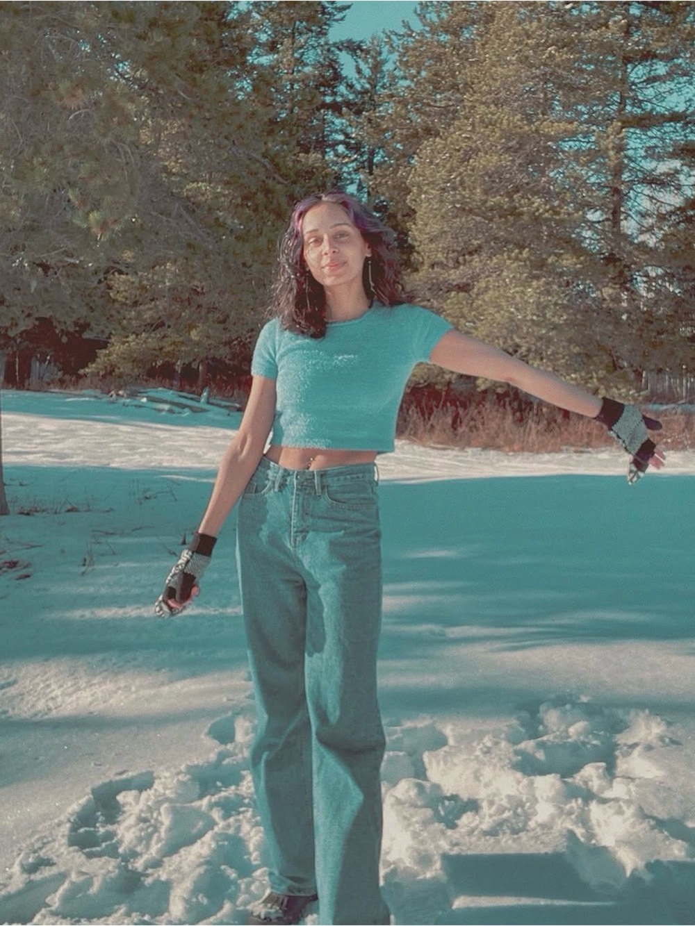 Fuzzy Blue Crop Top